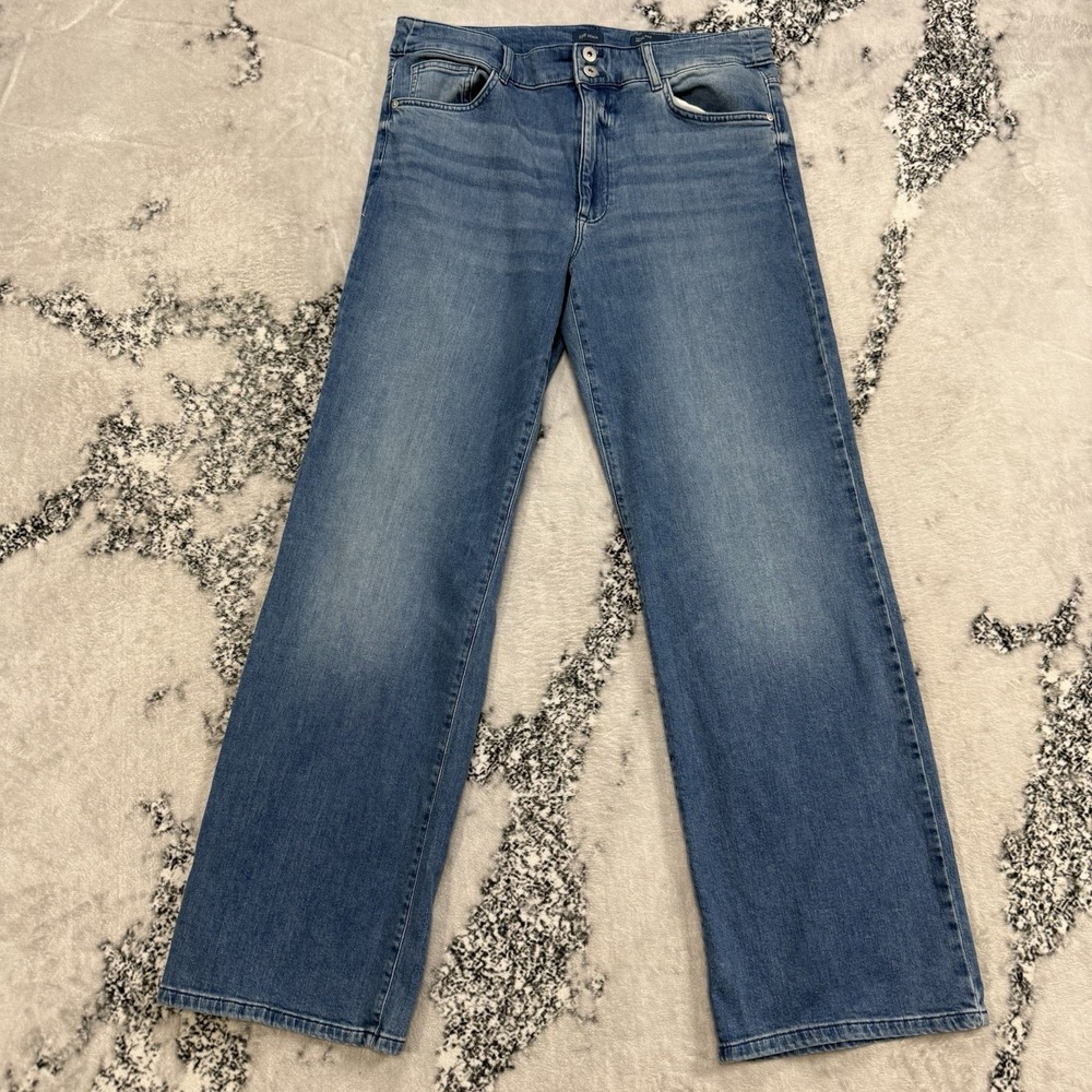 J Jill‎ High Rise Full Leg Jeans Womens 14P Wide Leg Medium Wash Stretch Casual